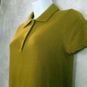 SIMKHAI Sweater Womens Small Green Cashmere Collared Polo Short Sleeve Top